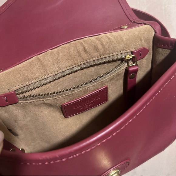 J.W. Hulme Burgundy Leather Crossbody Bag Brass Turn Lock - Picture 4 of 6